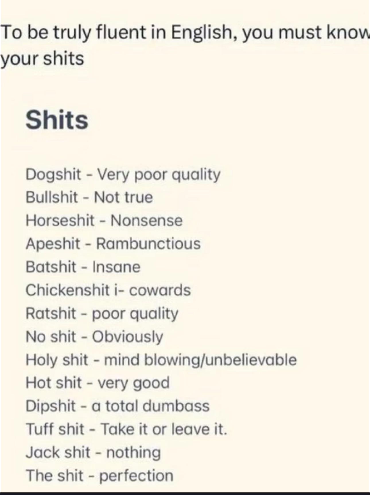 English Mastery: When “Shits” Hit the Fan