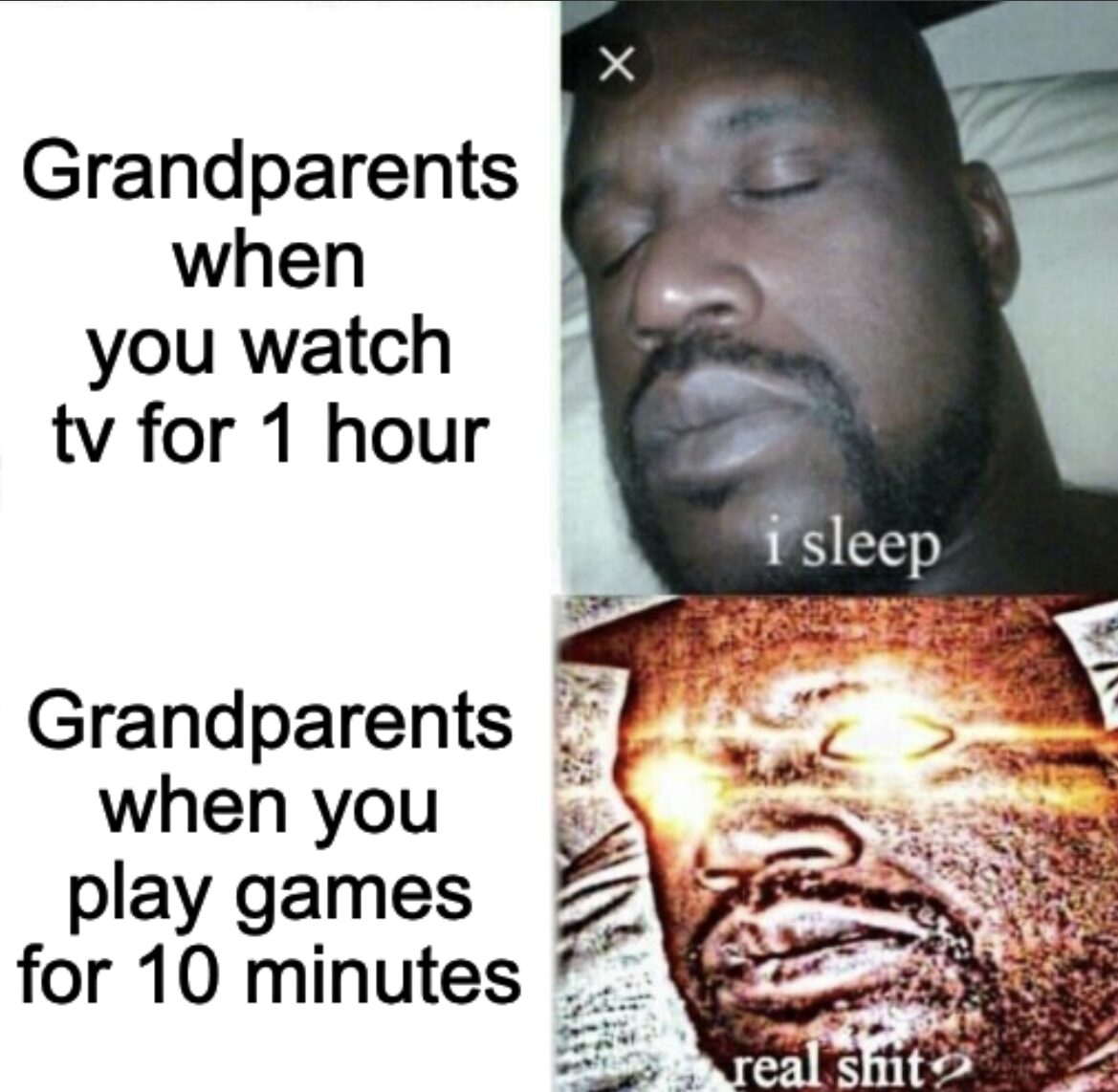 Grandparents: TV Calm vs. Gaming Alert