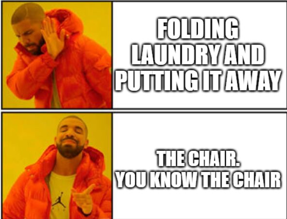 The chair has held more outfits than my closet ever will