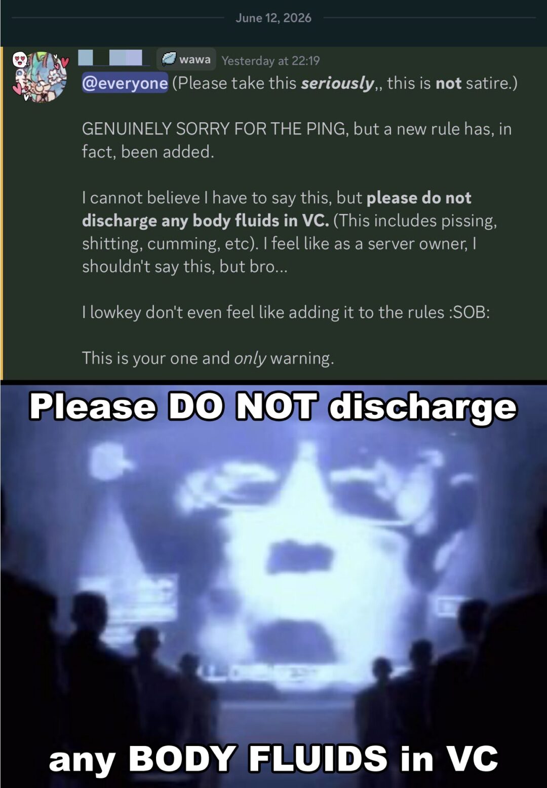 “Please do not give birth in VC”
