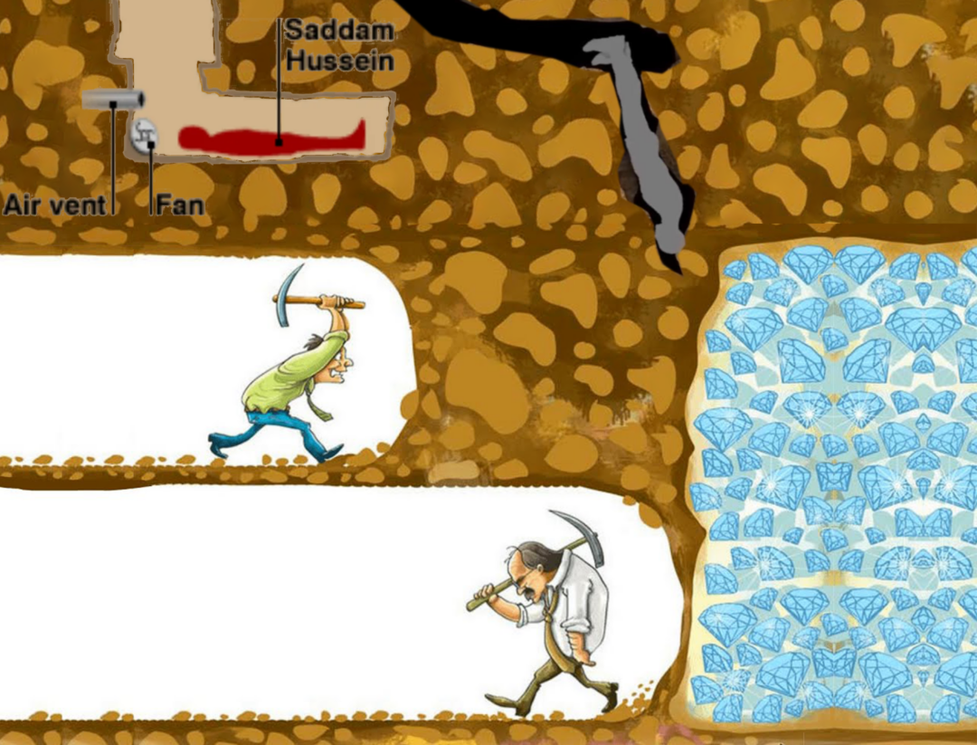 99% of miners quit right before they discover saddam hussein