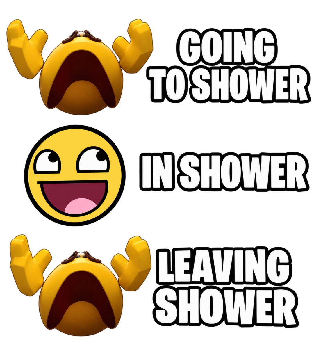 The 3 Stages of Taking a Shower