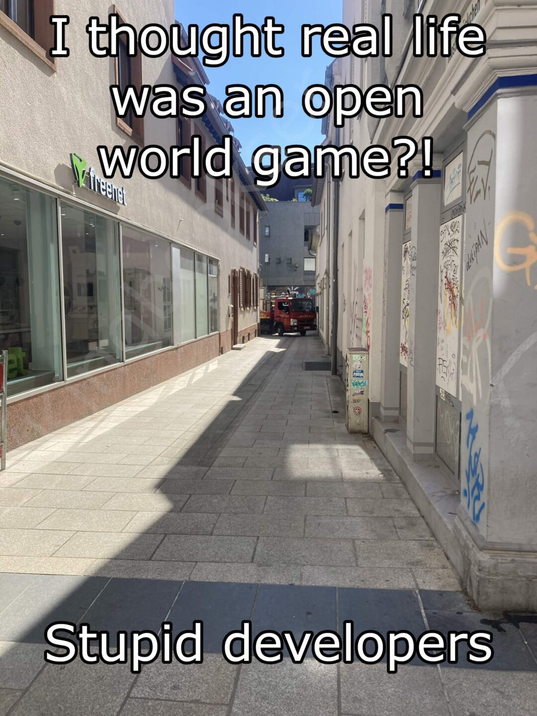 I thought the devs of the game “real life” would be more creative with their path blocking